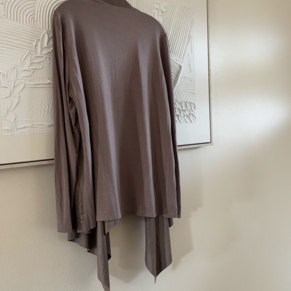 Jane and Delancey Women's Long Sleeve Taupe SZ L Open Waterfall Cardigan - Picture 4 of 9